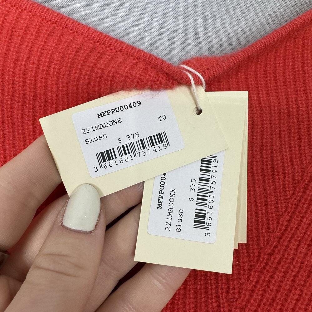 Maje Womens Sweater 0 Coral Pink 100% Cashmere Madone Ribbed Low V Back Cozy - Picture 4 of 14